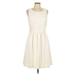 NWT‎ Ivanka Trump Sleeveless Pleated Lace Overlay Dress Pockets Scuba Size 4
